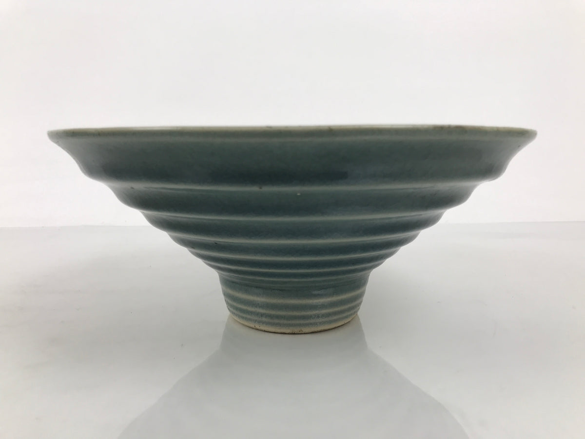 Japanese Ceramic Suiban Flower Vase Pottery Ikebana Accessory Round Blue Y611-KT - Vase-chidorivintage.com