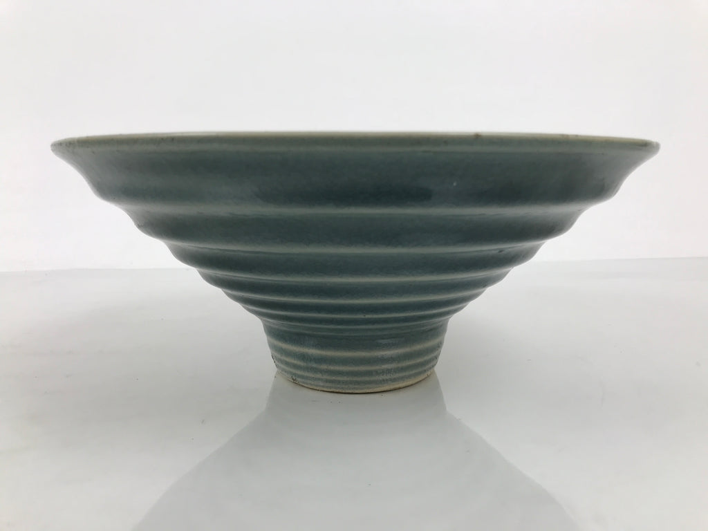 Japanese Ceramic Suiban Flower Vase Pottery Ikebana Accessory Round Blue Y611-KT - Vase-chidorivintage.com