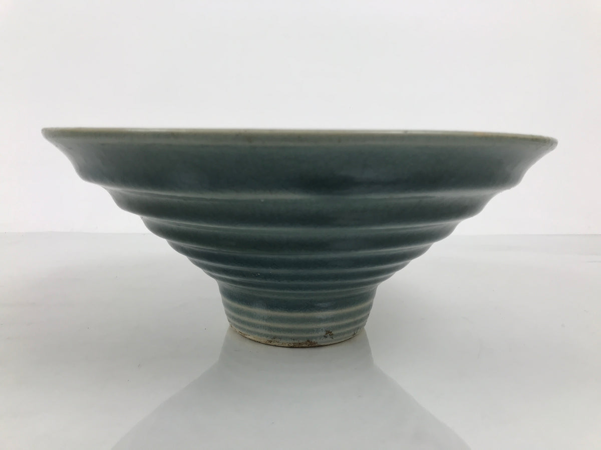 Japanese Ceramic Suiban Flower Vase Pottery Ikebana Accessory Round Blue Y611-KT - Vase-chidorivintage.com