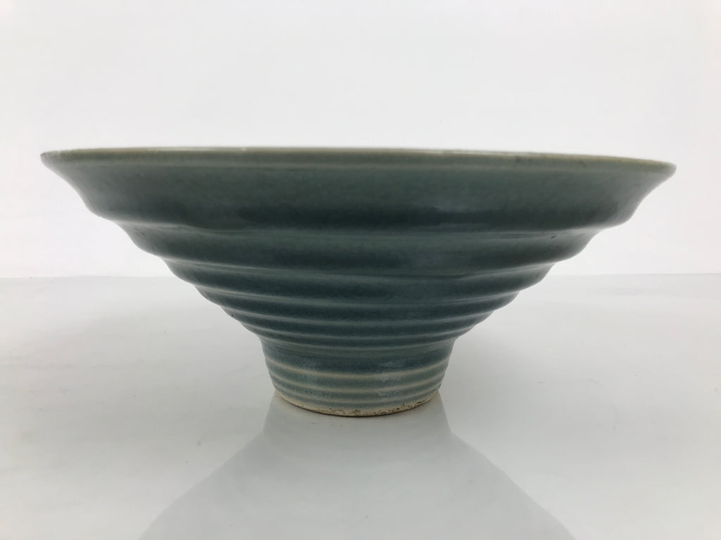 Japanese Ceramic Suiban Flower Vase Pottery Ikebana Accessory Round Blue Y611-KT - Vase-chidorivintage.com