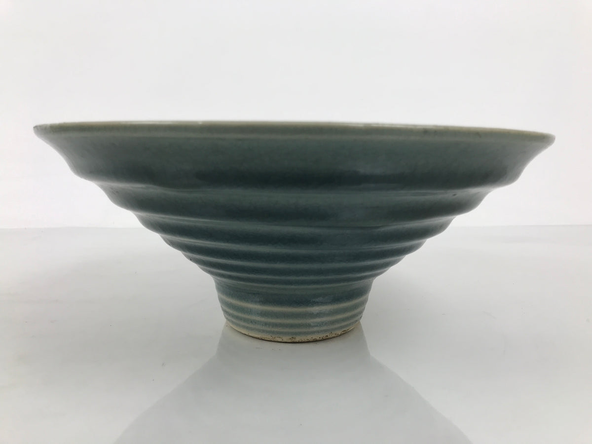 Japanese Ceramic Suiban Flower Vase Pottery Ikebana Accessory Round Blue Y611-KT - Vase-chidorivintage.com