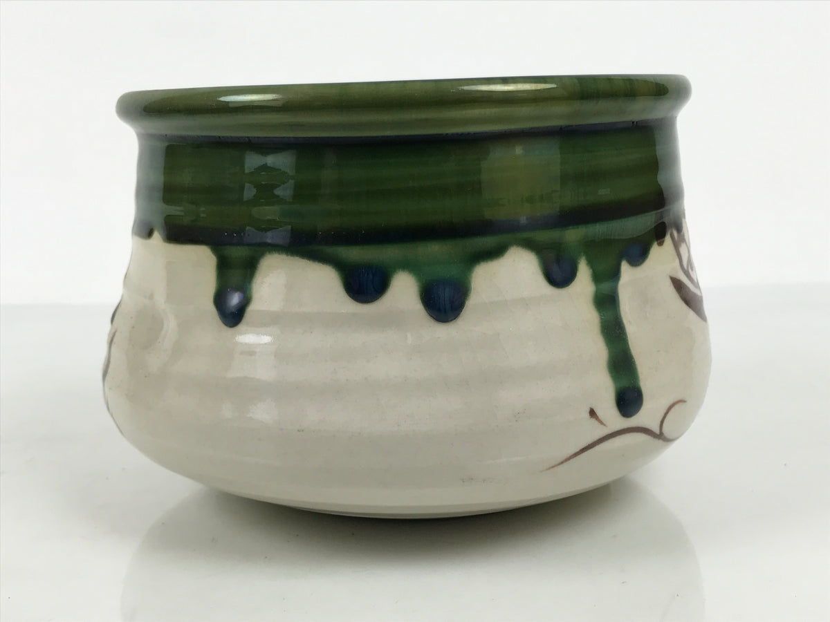 Japanese Oribe Pottery Ceramic Waste Water Bowl Kensui Vtg Tea Ceremony CHB175-KT - Bowl-chidorivintage.com