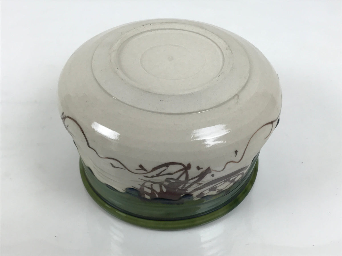 Japanese Oribe Pottery Ceramic Waste Water Bowl Kensui Vtg Tea Ceremony CHB175-KT - Bowl-chidorivintage.com