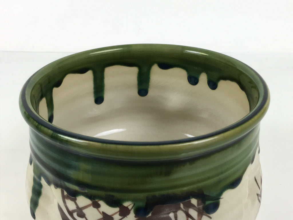 Japanese Oribe Pottery Ceramic Waste Water Bowl Kensui Vtg Tea Ceremony CHB175-KT - Bowl-chidorivintage.com
