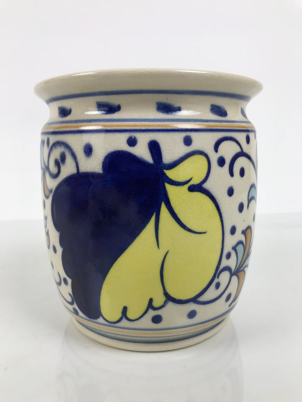 Japanese Porcelain Mizusashi Water Jar Vtg Tea Ceremony Pot Dutch-Style TG214-KT - Tea Ceremony-chidorivintage.com