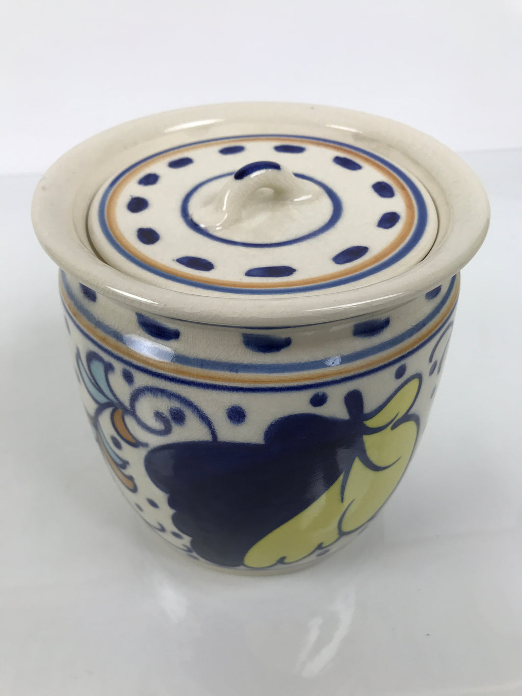 Japanese Porcelain Mizusashi Water Jar Vtg Tea Ceremony Pot Dutch-Style TG214-KT - Tea Ceremony-chidorivintage.com