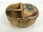 Japanese Oribe Ceramic Snack Bowl Lidded Kashiki Compartments Pottery Brown Y632-KT - Bowl-chidorivintage.com