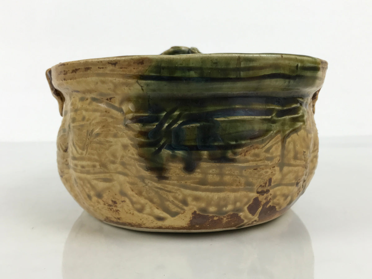 Japanese Oribe Ceramic Snack Bowl Lidded Kashiki Compartments Pottery Brown Y632-KT - Bowl-chidorivintage.com