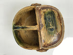 Japanese Oribe Ceramic Snack Bowl Lidded Kashiki Compartments Pottery Brown Y632-KT - Bowl-chidorivintage.com