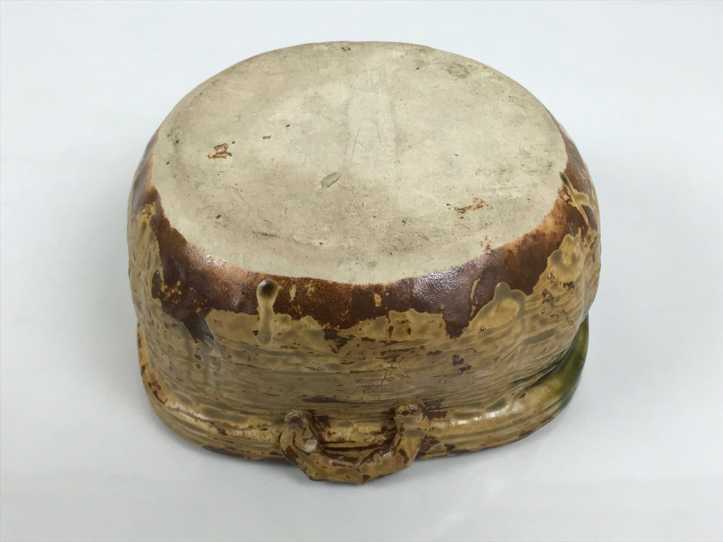 Japanese Oribe Ceramic Snack Bowl Lidded Kashiki Compartments Pottery Brown Y632-KT - Bowl-chidorivintage.com
