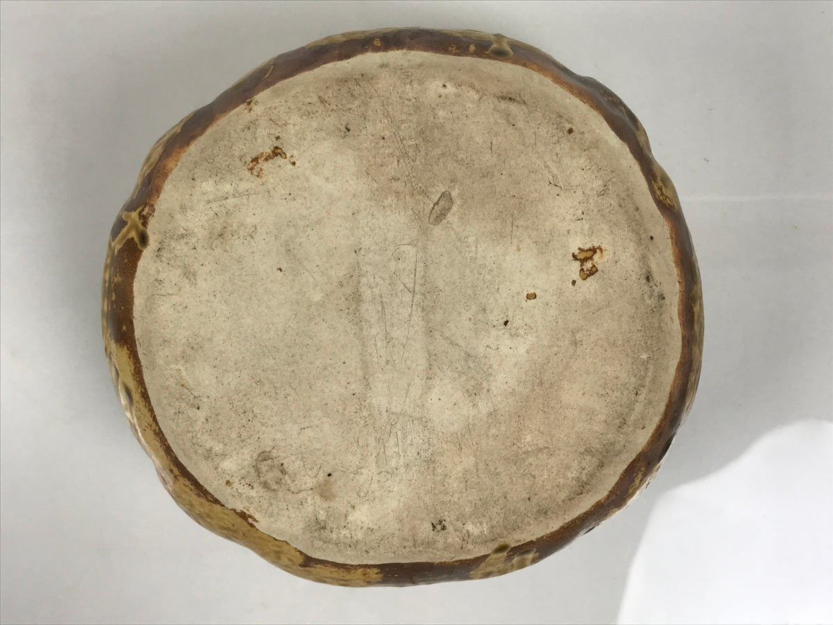 Japanese Oribe Ceramic Snack Bowl Lidded Kashiki Compartments Pottery Brown Y632-KT - Bowl-chidorivintage.com