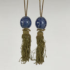 Japanese Porcelain Hanging Scroll Weights Vtg Fuchin Kakejiku Blue White FC374-AD - Scroll Accessory-chidorivintage.com