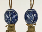 Japanese Porcelain Hanging Scroll Weights Vtg Fuchin Kakejiku Blue White FC374-AD - Scroll Accessory-chidorivintage.com