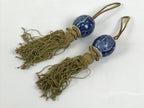 Japanese Porcelain Hanging Scroll Weights Vtg Fuchin Kakejiku Blue White FC374-AD - Scroll Accessory-chidorivintage.com