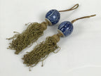 Japanese Porcelain Hanging Scroll Weights Vtg Fuchin Kakejiku Blue White FC374-AD - Scroll Accessory-chidorivintage.com