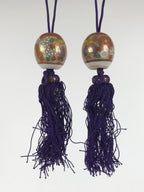 Japanese Porcelain Hanging Scroll Weights Vtg Fuchin Kakejiku Floral Red FC373-AD - Scroll Accessory-chidorivintage.com