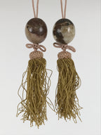 Japanese Agate Stone Hanging Scroll Weights Vtg Fuchin Kakejiku Brown Pink FC376-AD - Scroll Accessory-chidorivintage.com