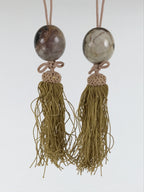 Japanese Agate Stone Hanging Scroll Weights Vtg Fuchin Kakejiku Brown Pink FC376-AD - Scroll Accessory-chidorivintage.com