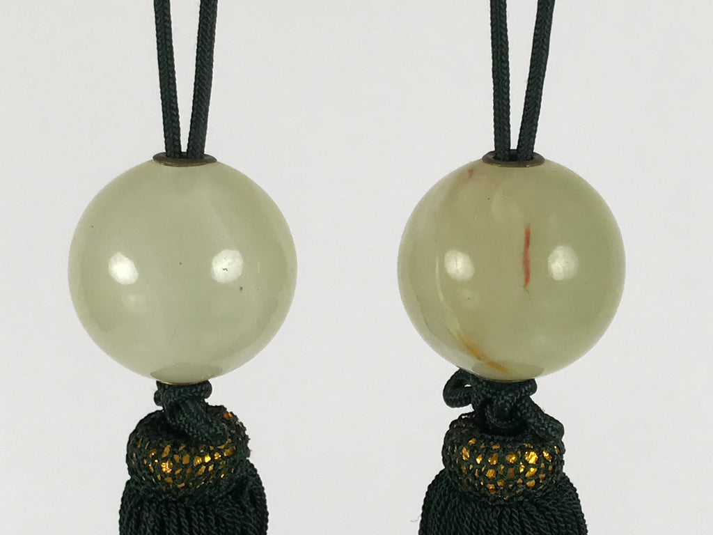 Japanese Onyx Stone Hanging Scroll Weights Fuchin Kakejiku Green Tassel FC378-AD - Scroll Accessory-chidorivintage.com