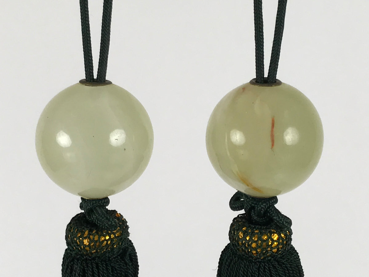 Japanese Onyx Stone Hanging Scroll Weights Fuchin Kakejiku Green Tassel FC378-AD - Scroll Accessory-chidorivintage.com