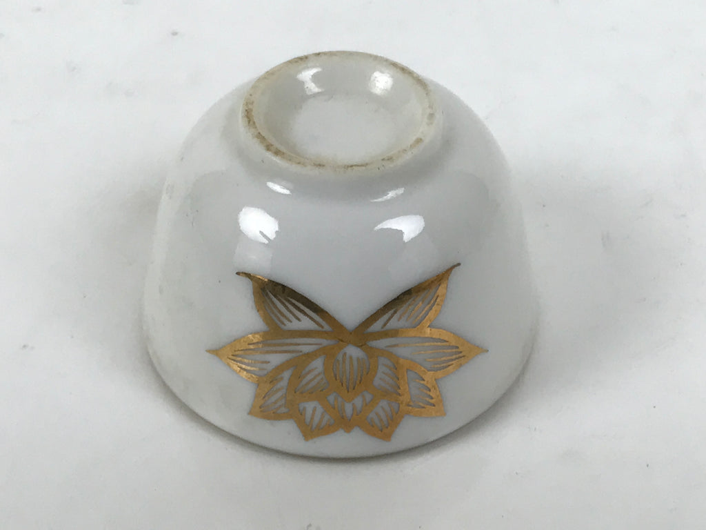 Japanese Porcelain Teacup Yunomi Buddhist Altar Offering Lotus Flower White G347-KT - Teacup-chidorivintage.com