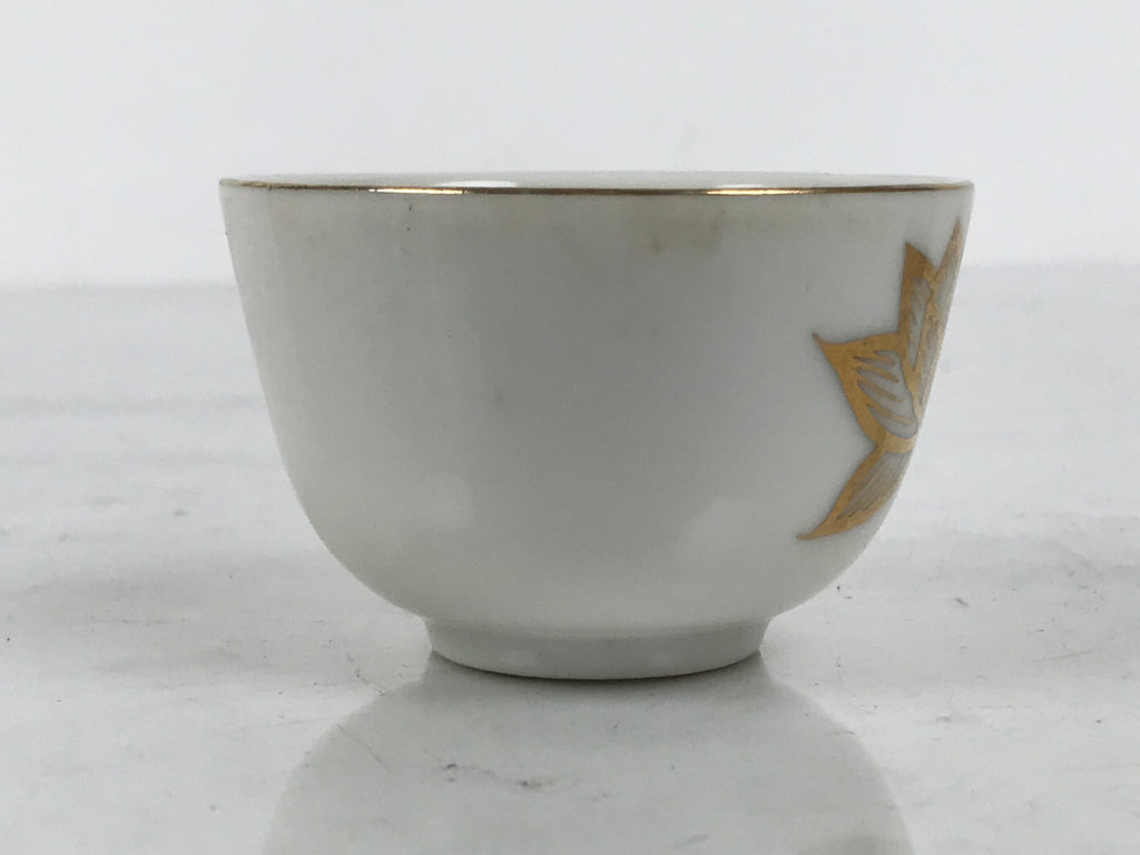 Japanese Porcelain Teacup Yunomi Buddhist Altar Offering Lotus Flower White G347-KT - Teacup-chidorivintage.com