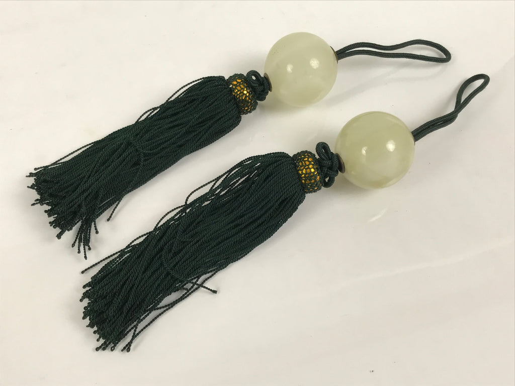 Japanese Onyx Stone Hanging Scroll Weights Fuchin Kakejiku Green Tassel FC378-AD - Scroll Accessory-chidorivintage.com