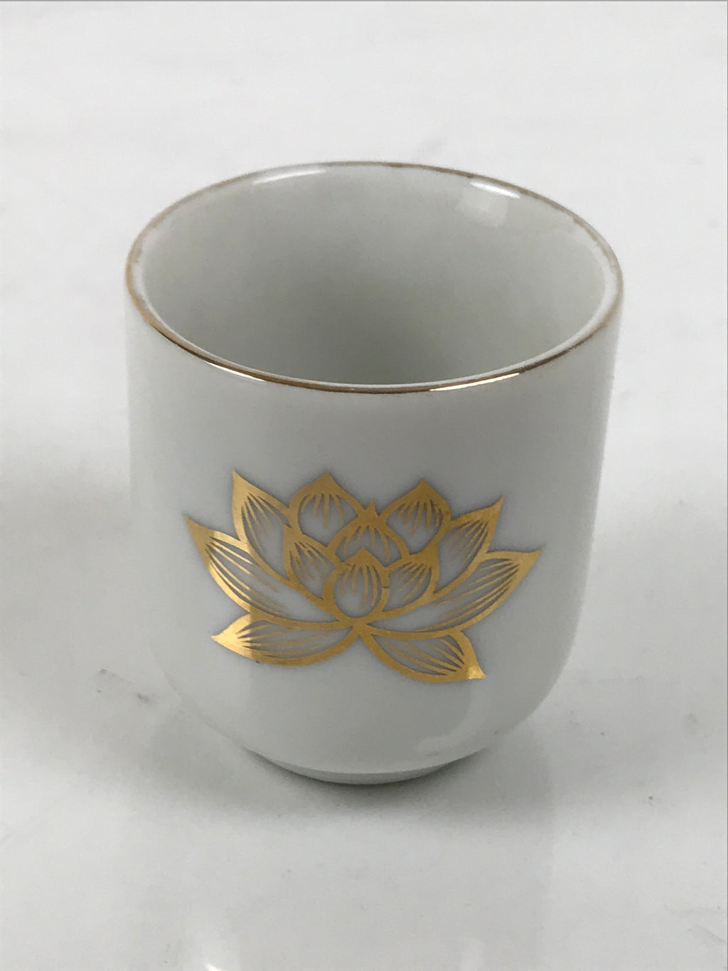 Japanese Porcelain Teacup Yunomi Buddhist Altar Offering Lotus Flower White G348-KT - Teacup-chidorivintage.com
