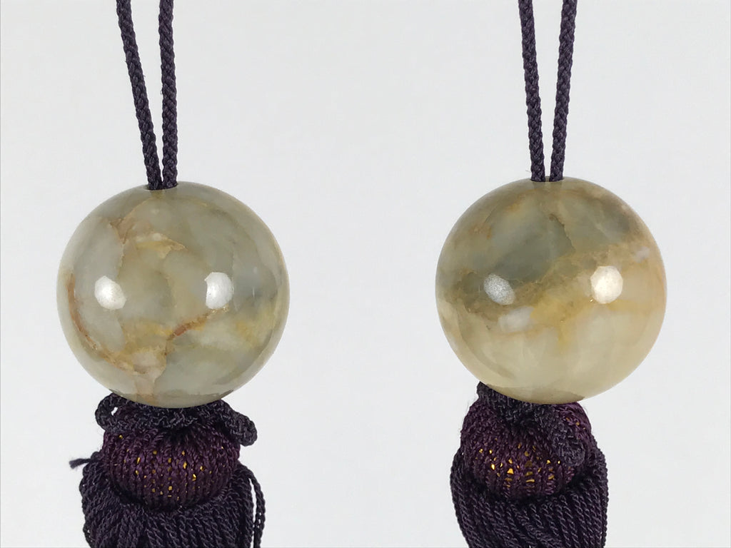 Japanese Granite Stone Hanging Scroll Weights Fuchin Kakejiku Purple Beige FC379-AD - Scroll Accessory-chidorivintage.com