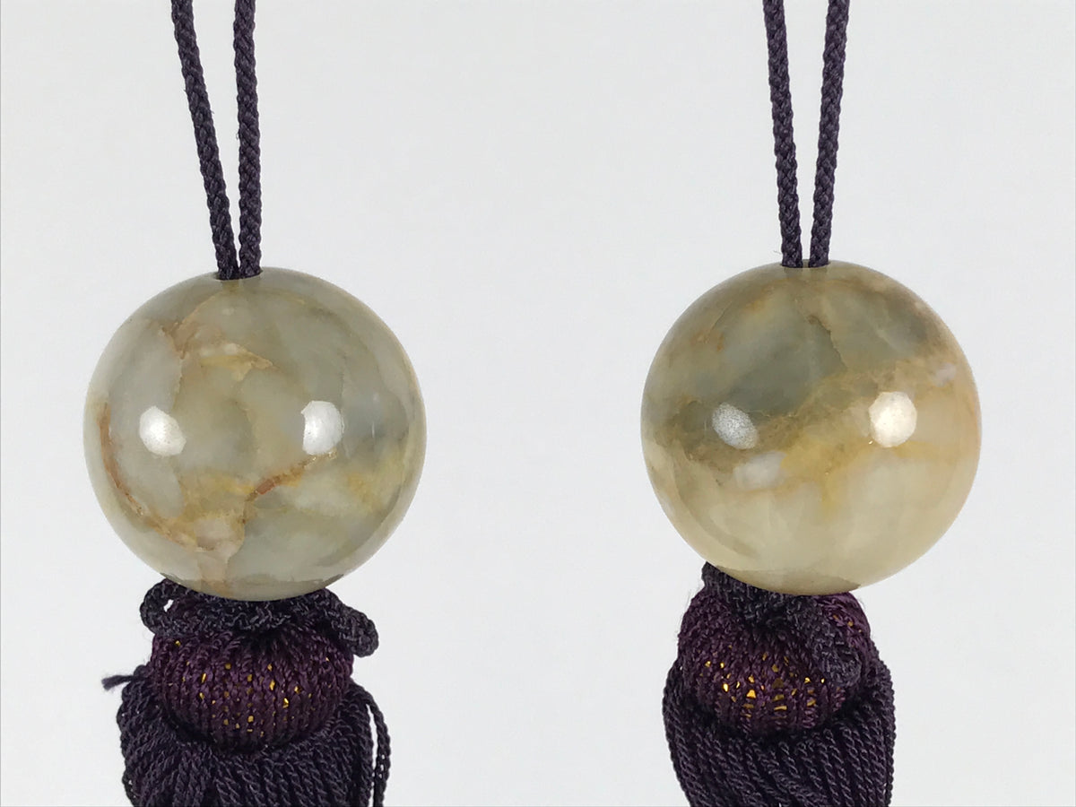 Japanese Granite Stone Hanging Scroll Weights Fuchin Kakejiku Purple Beige FC379-AD - Scroll Accessory-chidorivintage.com