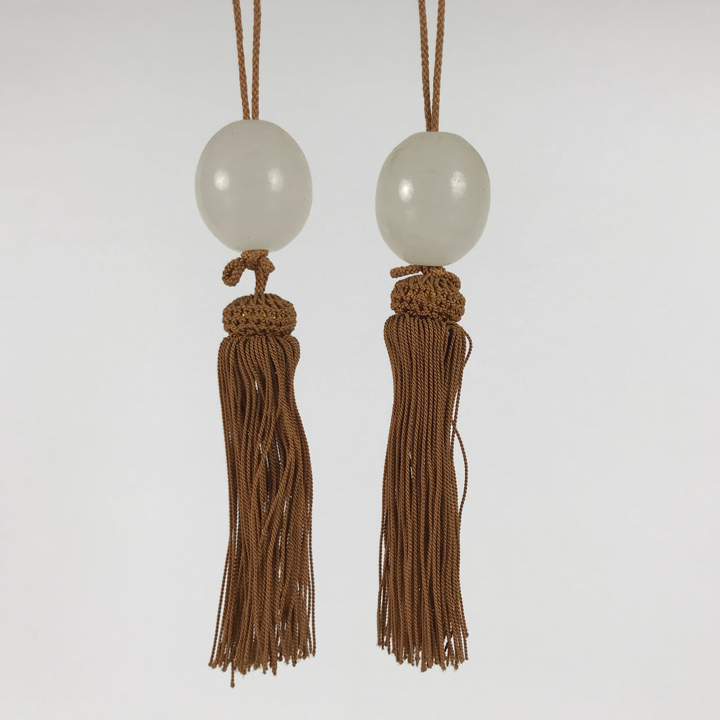 Japanese Agate Stone Hanging Scroll Weights Vtg Fuchin Kakejiku Clear Gold FC380-AD - Scroll Accessory-chidorivintage.com
