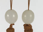 Japanese Agate Stone Hanging Scroll Weights Vtg Fuchin Kakejiku Clear Gold FC380-AD - Scroll Accessory-chidorivintage.com