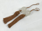 Japanese Agate Stone Hanging Scroll Weights Vtg Fuchin Kakejiku Clear Gold FC380-AD - Scroll Accessory-chidorivintage.com