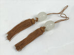 Japanese Agate Stone Hanging Scroll Weights Vtg Fuchin Kakejiku Clear Gold FC380-AD - Scroll Accessory-chidorivintage.com