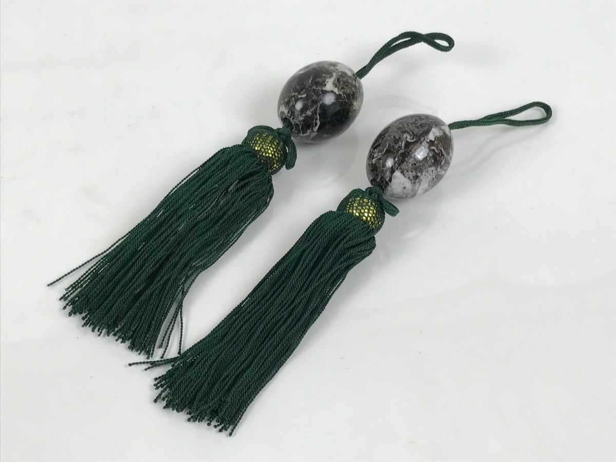 Japanese Granite Stone Hanging Scroll Weights Fuchin Kakejiku Black Green FC381-AD - Scroll Accessory-chidorivintage.com