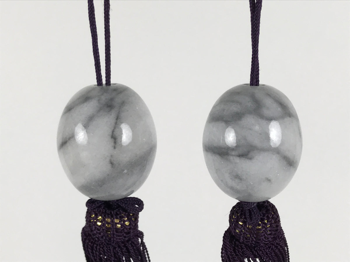 Japanese Granite Stone Hanging Scroll Weights Fuchin Kakejiku Gray Purple FC382-AD - Scroll Accessory-chidorivintage.com