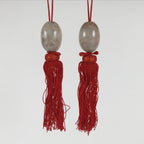 Japanese Marble Stone Hanging Scroll Weights Fuchin Kakejiku Red Tassel FC383-AD - Scroll Accessory-chidorivintage.com