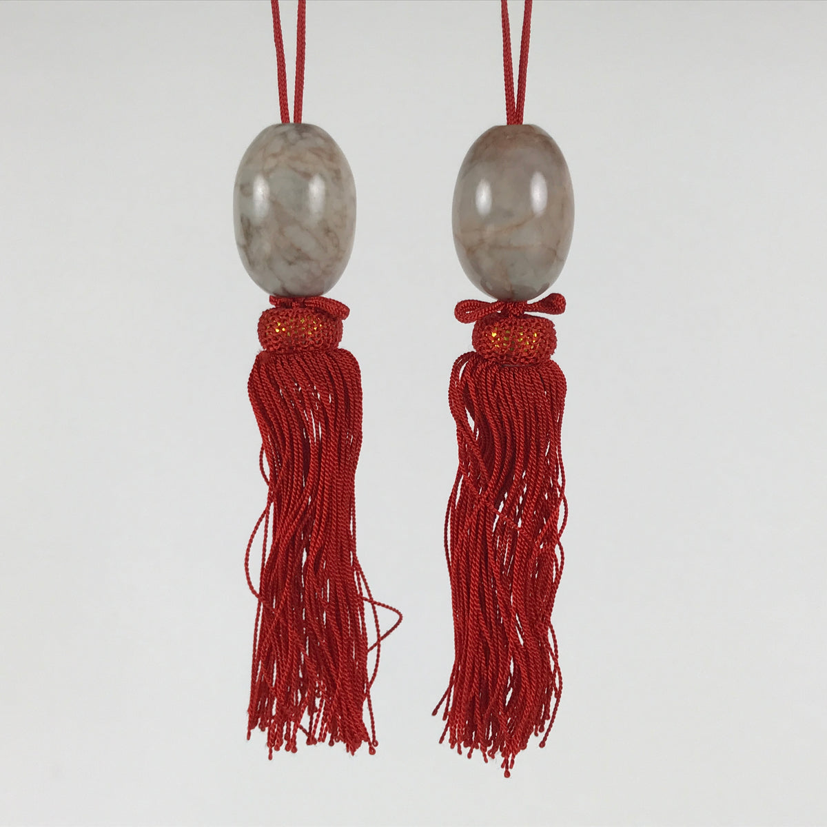 Japanese Marble Stone Hanging Scroll Weights Fuchin Kakejiku Red Tassel FC383-AD - Scroll Accessory-chidorivintage.com