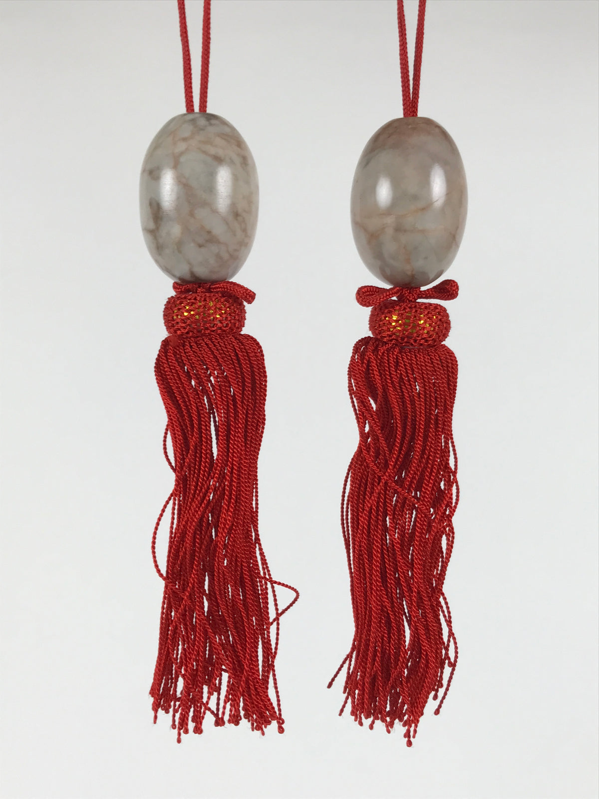Japanese Marble Stone Hanging Scroll Weights Fuchin Kakejiku Red Tassel FC383-AD - Scroll Accessory-chidorivintage.com