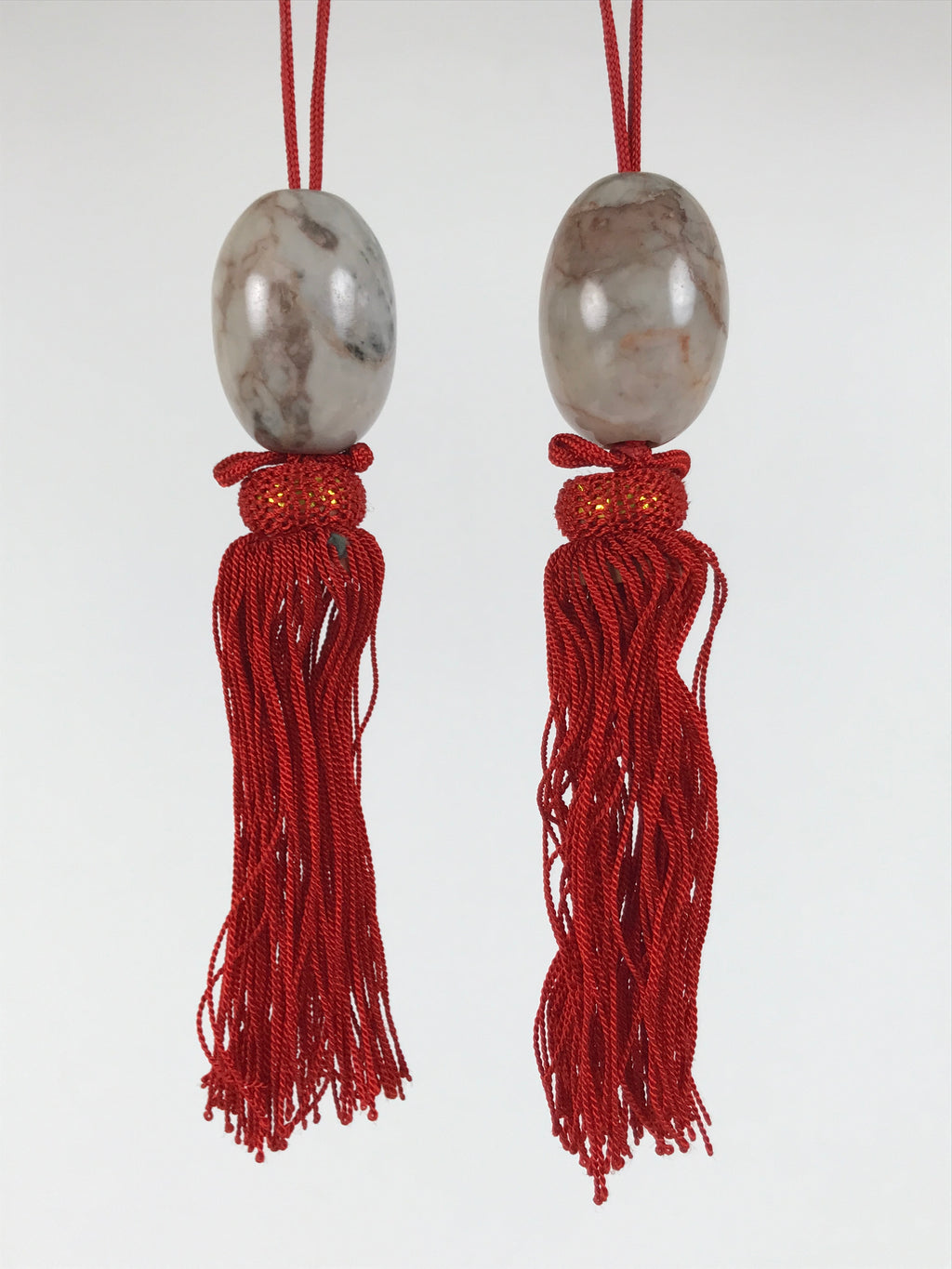Japanese Marble Stone Hanging Scroll Weights Fuchin Kakejiku Red Tassel FC383-AD - Scroll Accessory-chidorivintage.com