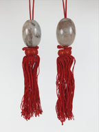 Japanese Marble Stone Hanging Scroll Weights Fuchin Kakejiku Red Tassel FC383-AD - Scroll Accessory-chidorivintage.com
