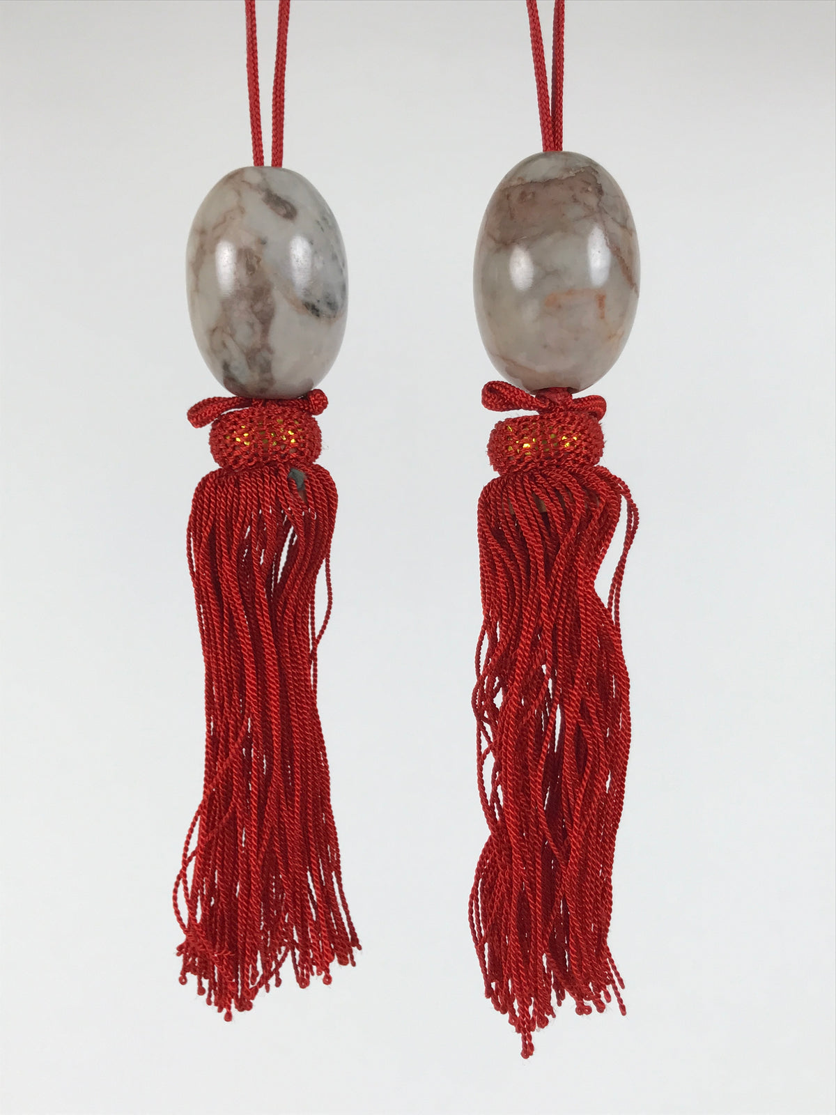 Japanese Marble Stone Hanging Scroll Weights Fuchin Kakejiku Red Tassel FC383-AD - Scroll Accessory-chidorivintage.com