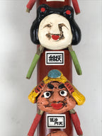 Japanese Seven Lucky Gods Bamboo Clay Art Vtg Shichifukujin Wall Hanging JK952-AD-Other Display Item-chidorivintage.com