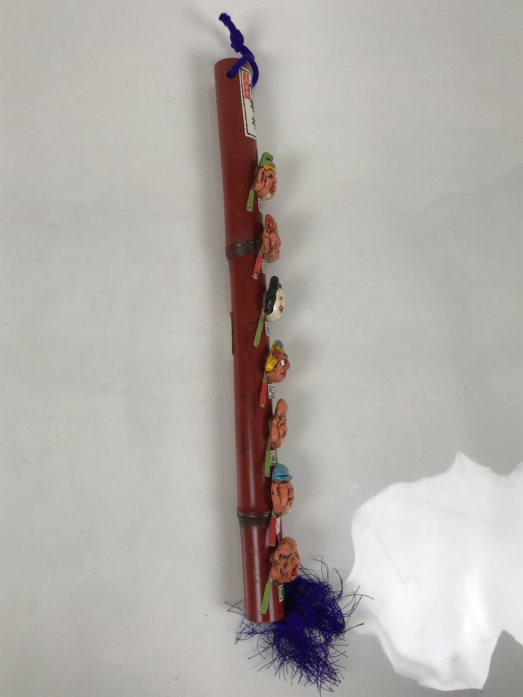 Japanese Seven Lucky Gods Bamboo Clay Art Vtg Shichifukujin Wall Hanging JK952-AD-Other Display Item-chidorivintage.com