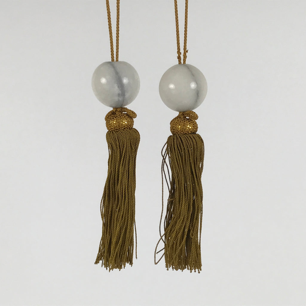Japanese Marble Stone Hanging Scroll Weights Fuchin Kakejiku Gold Tassel FC377-AD - Scroll Accessory-chidorivintage.com