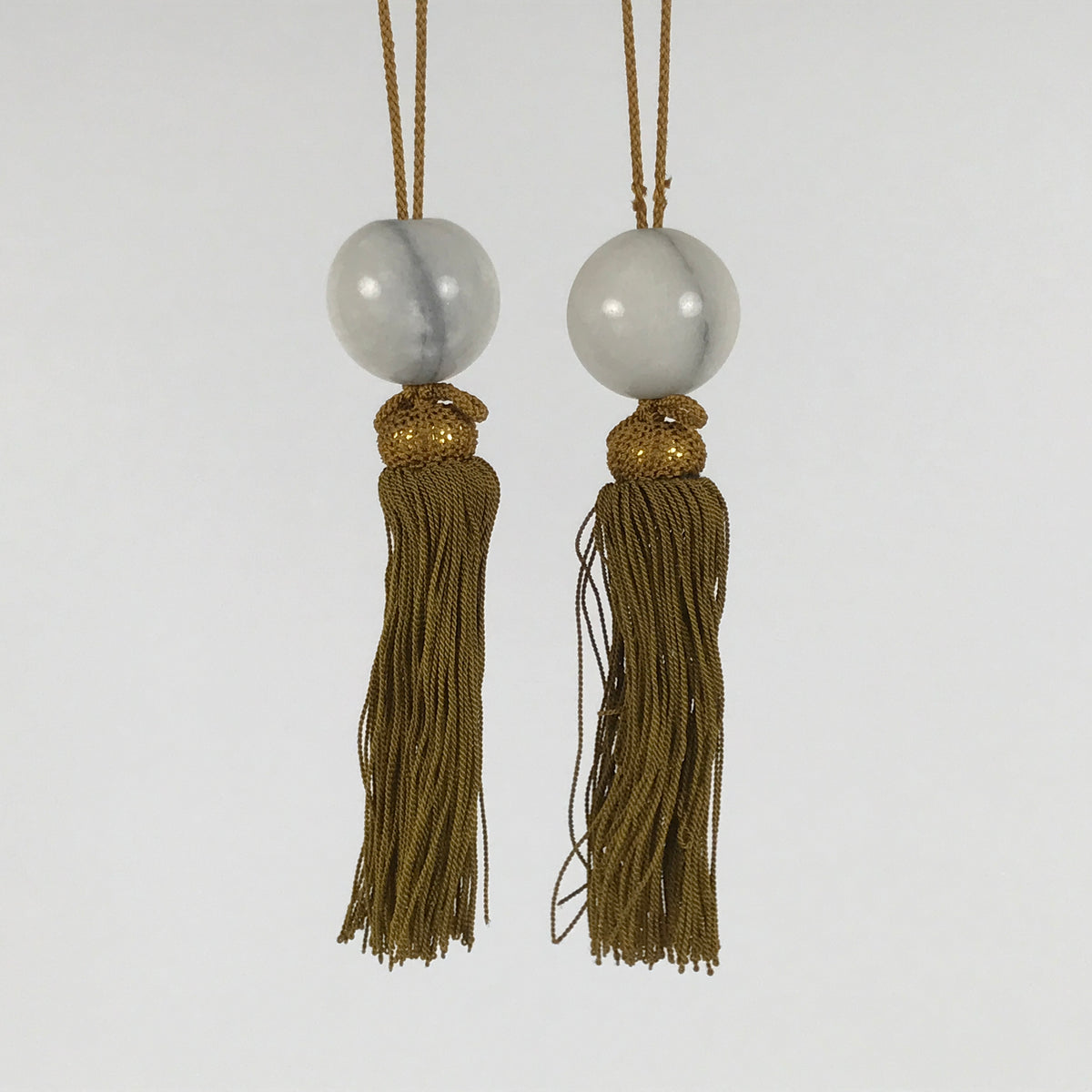 Japanese Marble Stone Hanging Scroll Weights Fuchin Kakejiku Gold Tassel FC377-AD - Scroll Accessory-chidorivintage.com
