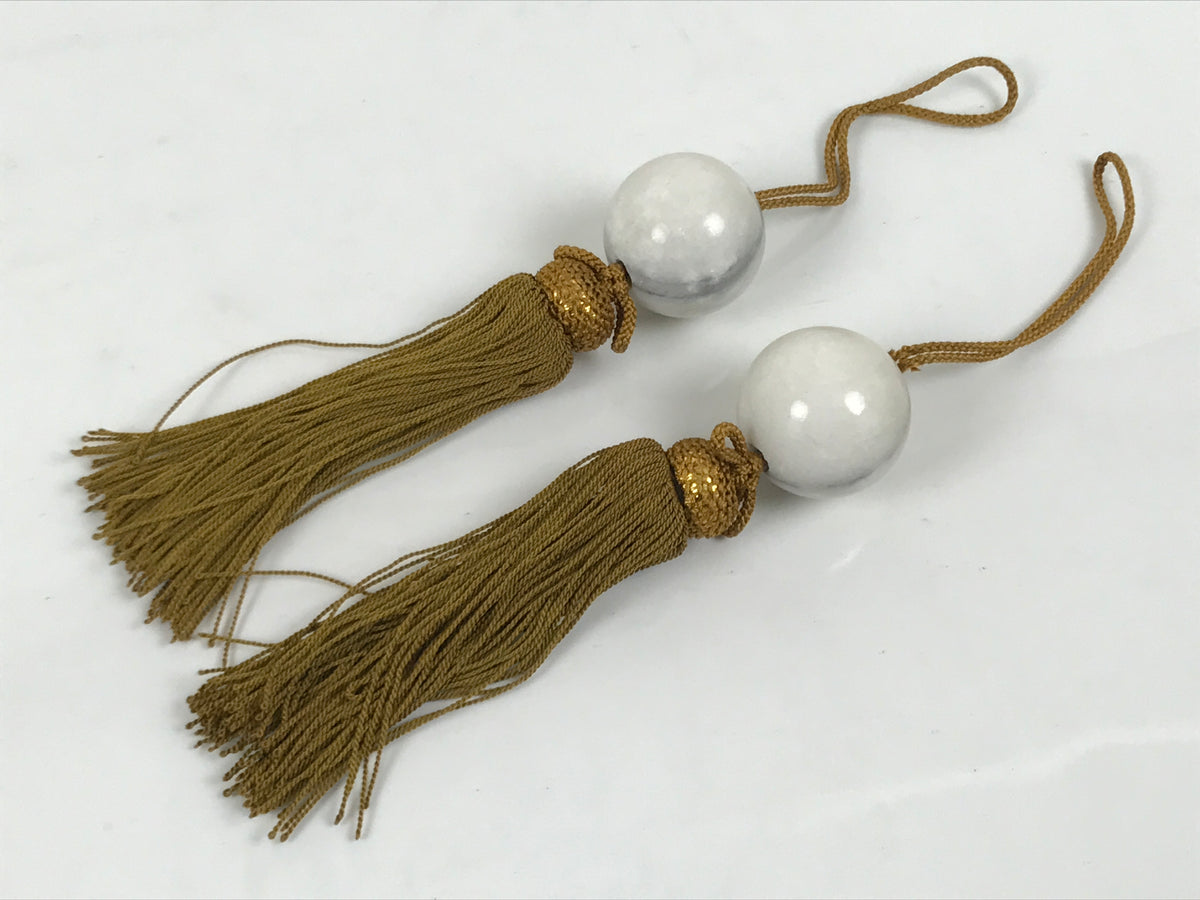Japanese Marble Stone Hanging Scroll Weights Fuchin Kakejiku Gold Tassel FC377-AD - Scroll Accessory-chidorivintage.com