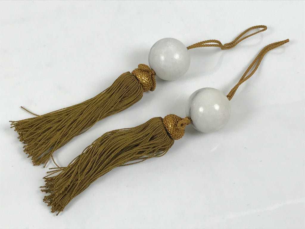Japanese Marble Stone Hanging Scroll Weights Fuchin Kakejiku Gold Tassel FC377-AD - Scroll Accessory-chidorivintage.com
