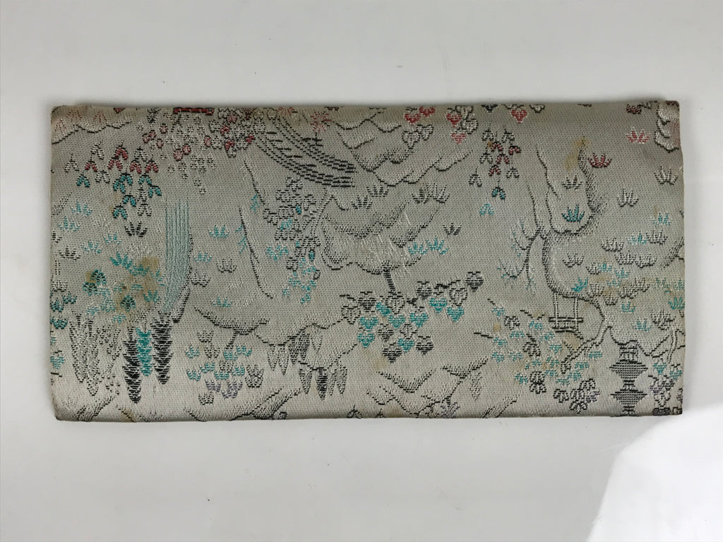 Japanese Silk Fabric Long Kimono Wallet Kashiire Silver Red Mountain Scene KB102-TX - Kimono Accessories-chidorivintage.com