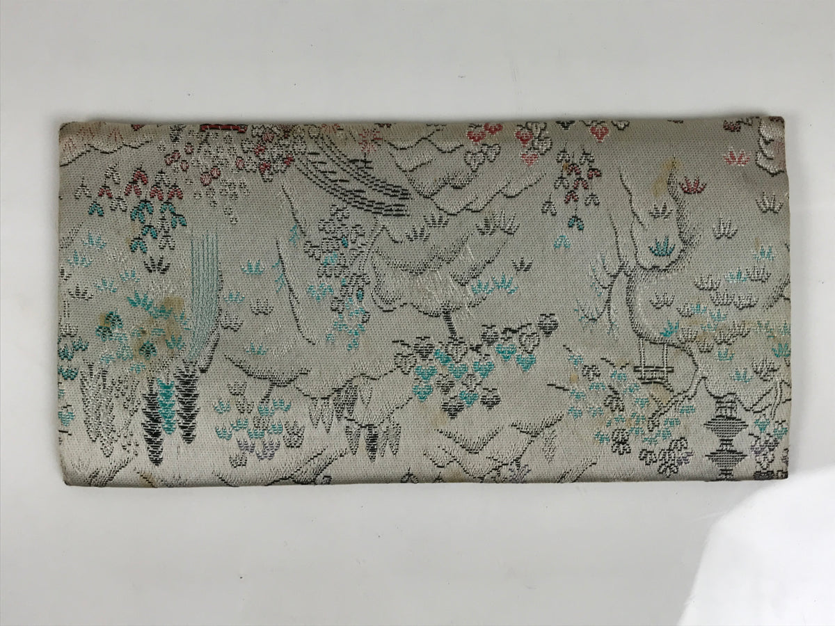 Japanese Silk Fabric Long Kimono Wallet Kashiire Silver Red Mountain Scene KB102-TX - Kimono Accessories-chidorivintage.com